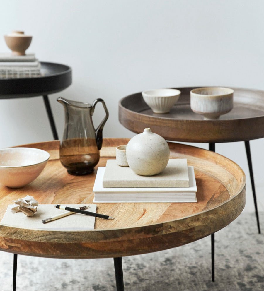 Mater Modern Wooden Bowl Table - Stylish & Functional Home Decor for Living Room, Dining Room, or Bedroom
