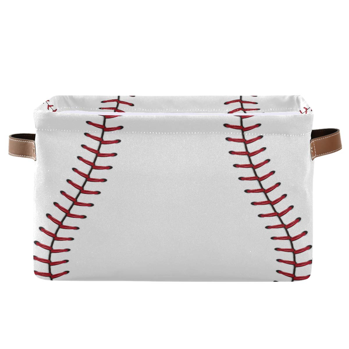 Collapsible Storage Basket Cube with Baseball Laces - 15x11x9.5 Inch Large Laundry Organizer for Closet, Nursery & Kids Bedroom - Foldable Toy Storage Bin (1 Pack) - Perfect for Organizing Toys, Clothes and Home Essentials