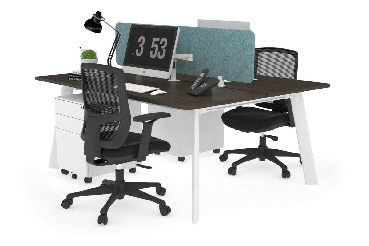 2-Person Workstation with White Frame - 1800L x 700W - Perfect for Office, Home Office, and Collaborative Workspaces