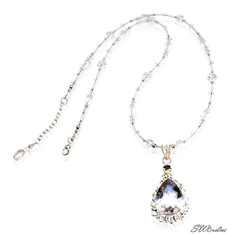 Natural Crystalline Rock Crystal Gemstone Necklace for Women - Healing Stone Jewelry for Meditation, Energy Balancing & Spiritual Gifts