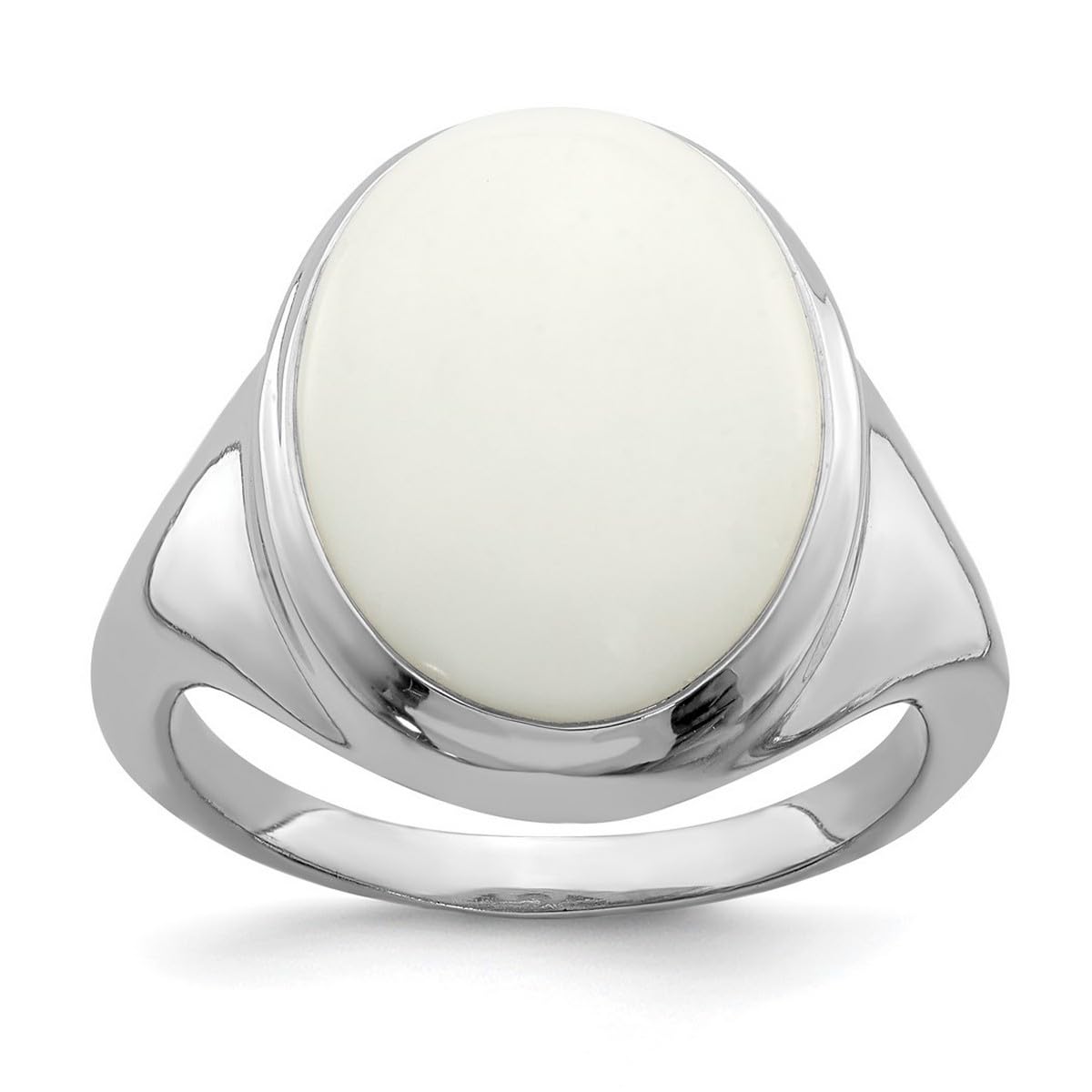 925 Sterling Silver Polished White Agate Ring for Women - Elegant Dainty Stackable Band, Perfect for Everyday Wear, Gift Giving & Special Occasions