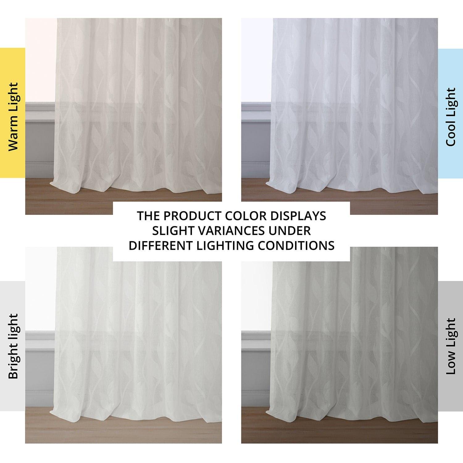 Avignon Vine Floral Patterned Faux Linen Sheer Curtains - Elegant Window Drapes for Living Room, Bedroom & Dining Room Decor