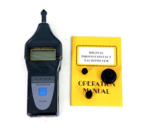 BYQTEC DT-2858 Digital Laser Tachometer - High Precision RPM Meter for Contact/Non-Contact Speed Measurement (2.5-99,999 RPM) - Ideal for Motors, Engines, Conveyor Belts & Industrial Equipment Testing