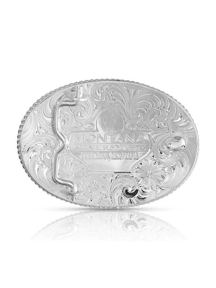 Montana Silversmiths 1340 977L Gold Rope Trimmed Buck and Doe Engraved Belt Buckle - Western Style Silver Buckle for Cowboy Boots, Jeans & Rodeo Outfits