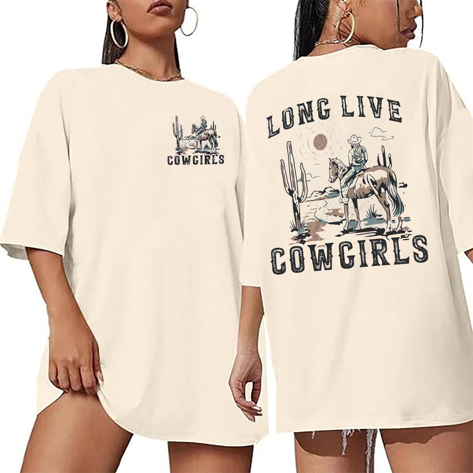 Vintage Cowgirl Tshirt for Women - Oversized Western Tee for Concerts & Country Style