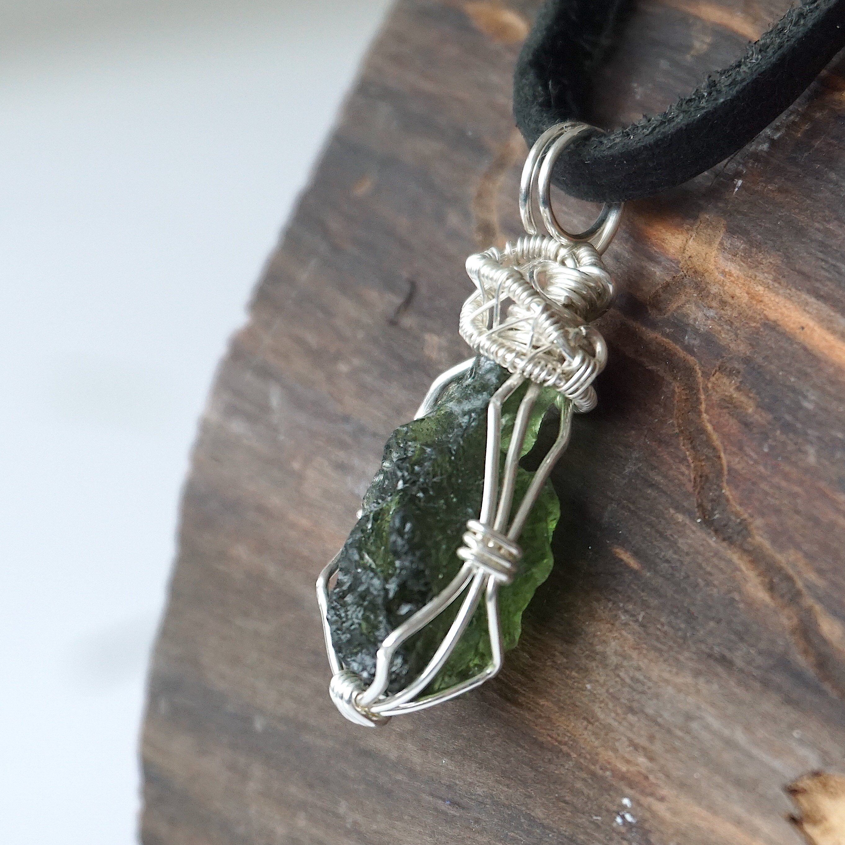 Special Edition Raw Moldavite Necklace in Sterling Silver - Authentic Czech Gemstone Jewelry for Spiritual Healing & Energy Protection