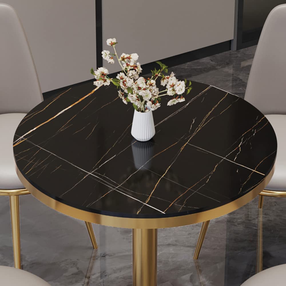 Luxury Round Dining Table - Modern Sintered Stone Pedestal Base Kitchen & Coffee Table (27.6