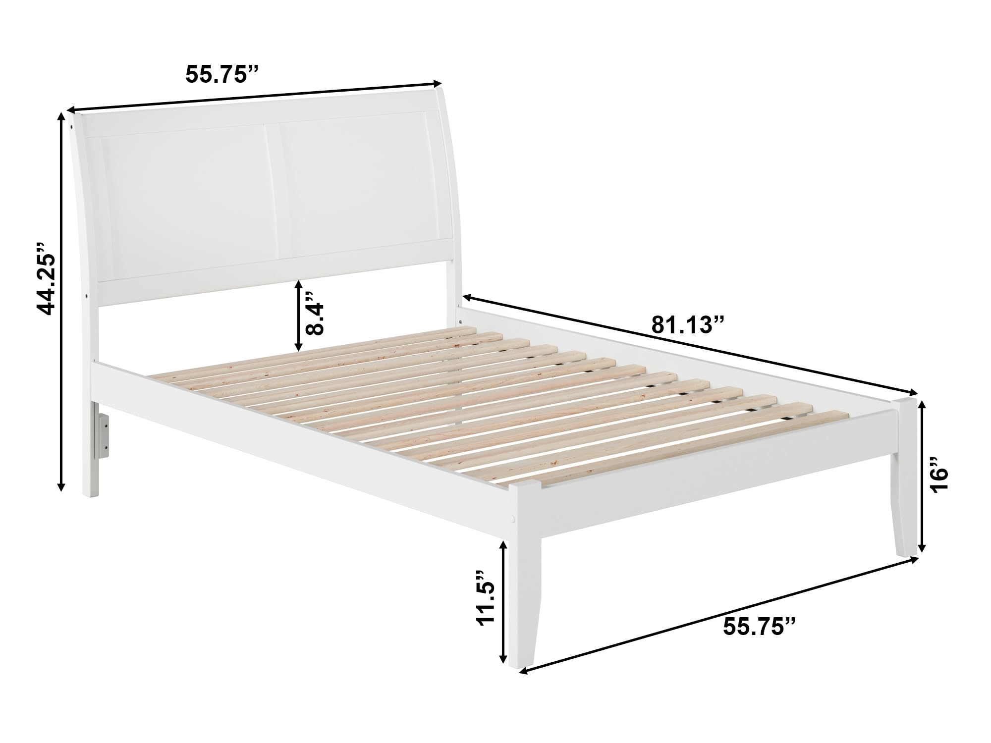 AFI Portland Full Platform Bed Frame with USB Charging Ports - Modern White Wooden Bed for Small Spaces & Apartments - Perfect for Bedrooms, Guest Rooms & Studio Living