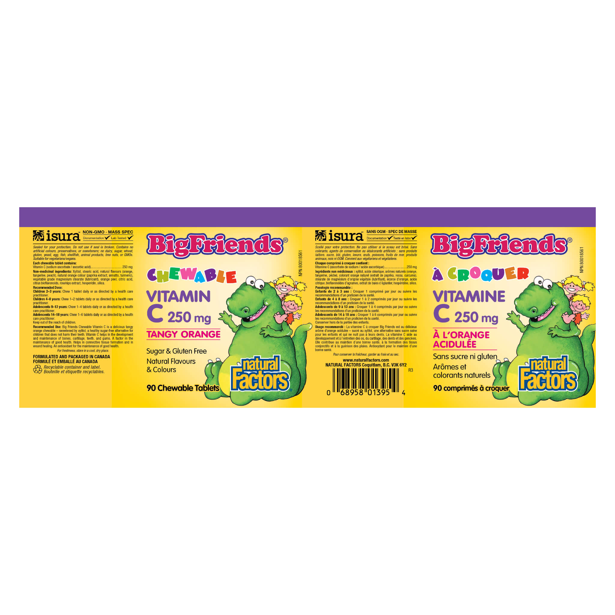 Big Friends Chewable Vitamin C 250mg - Tangy Orange Flavor - Immune Support Supplement for Kids & Adults - Perfect for School, Travel & Daily Wellness