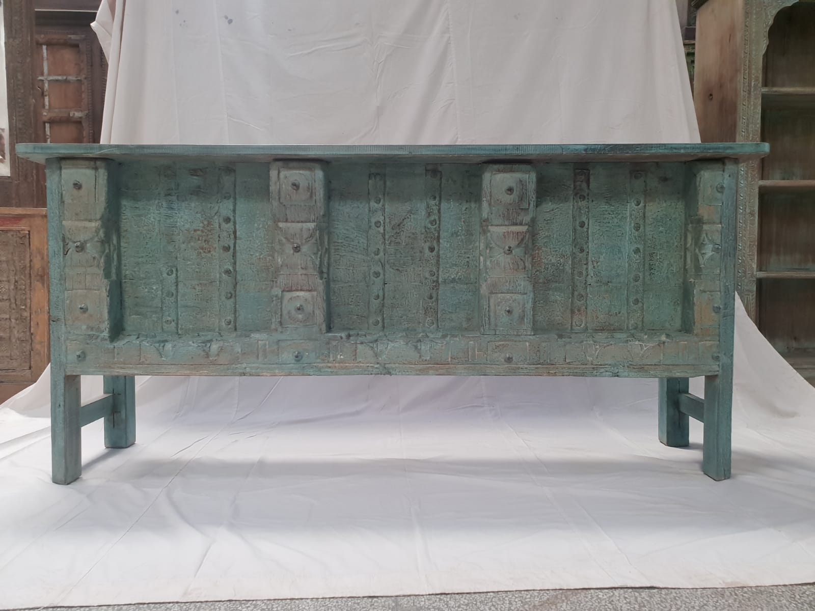 Handmade Carved Solid Hardwood Console Table - 72.4