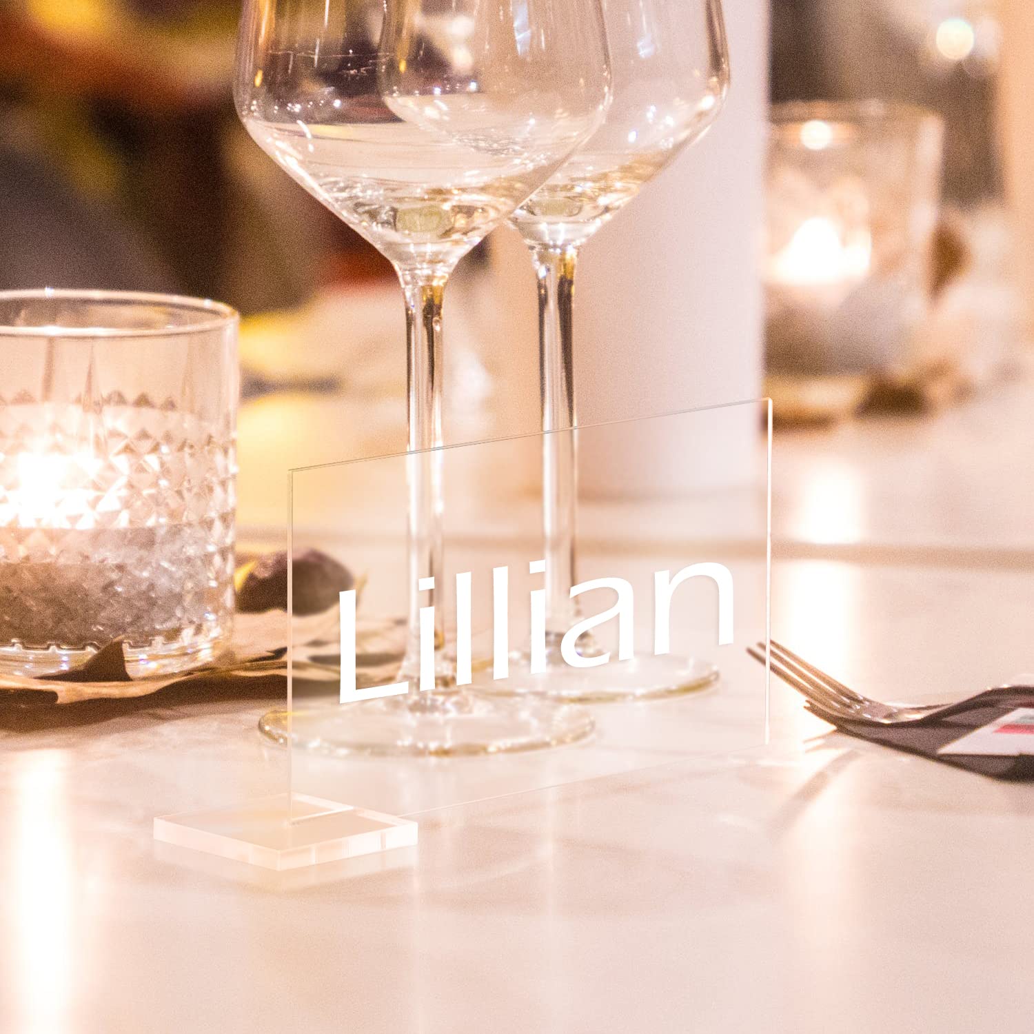 50 Clear Acrylic Place Cards with Holders - DIY Blank Rectangle Name Cards for Weddings, Parties & Events - Perfect for Table Settings, Escort Cards & Guest Seating Arrangements