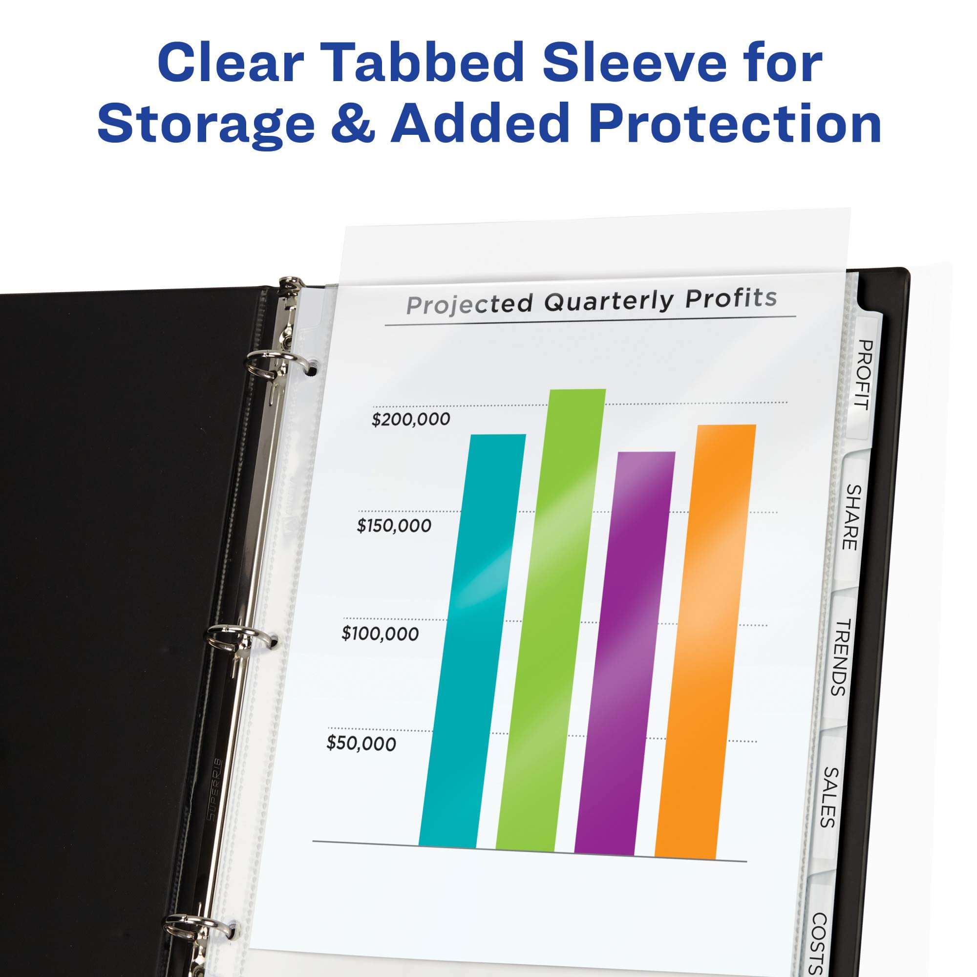 Avery 8-Tab Sheet Protector Dividers with Printable Easy Peel Clear Labels - White Tabs Index Maker Set (75501) for Office Organization, School Binders & Document Filing