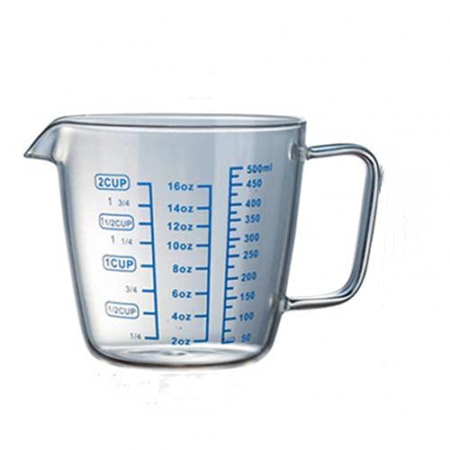 250ml & 500ml Heat-Resistant Glass Measuring Cup with Spout - Microwave & Oven Safe Liquid Measuring Jug for Baking, Cooking, Coffee & Lab Use