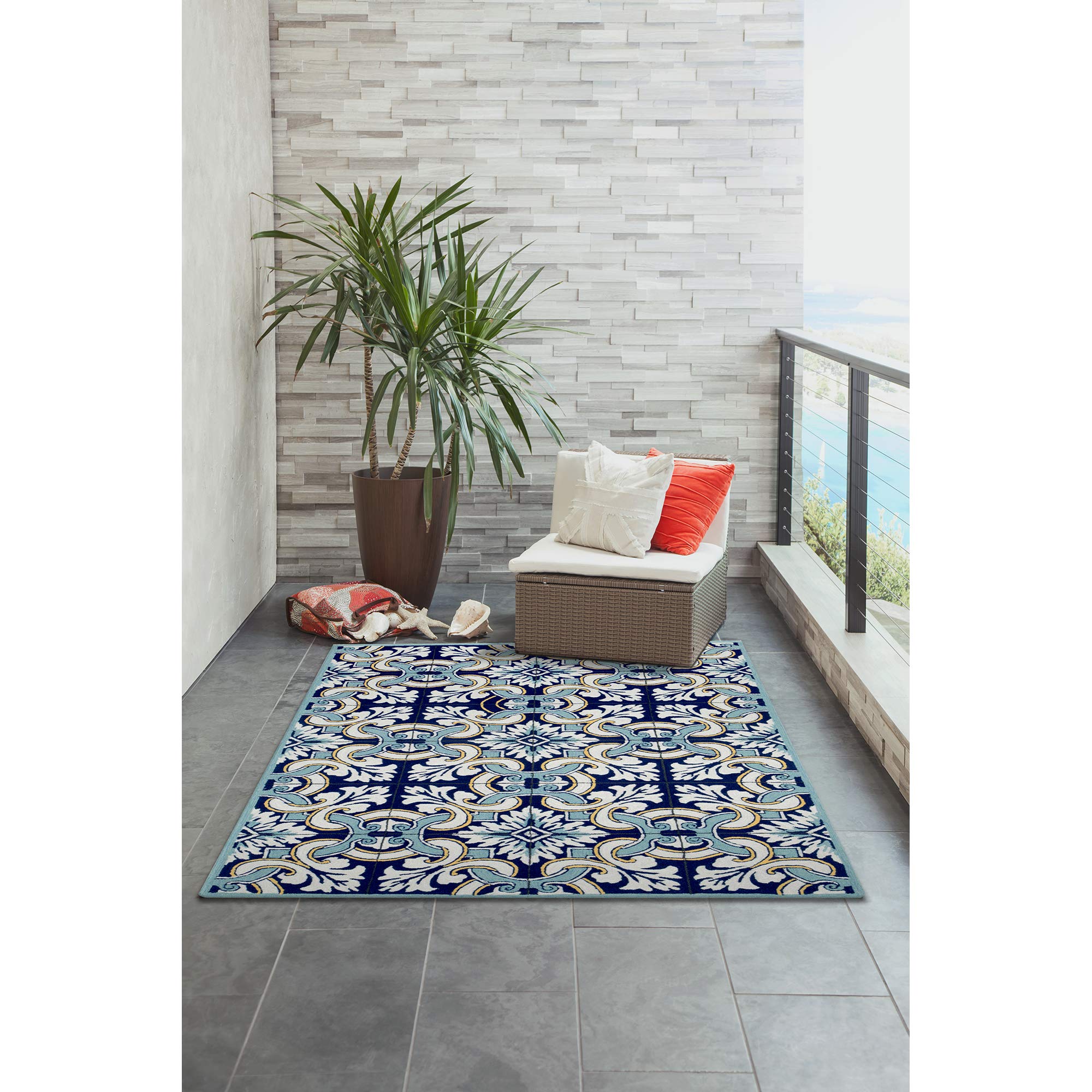 Liora Manne Ravella Floral Tile Indoor/Outdoor Rug - 3'6