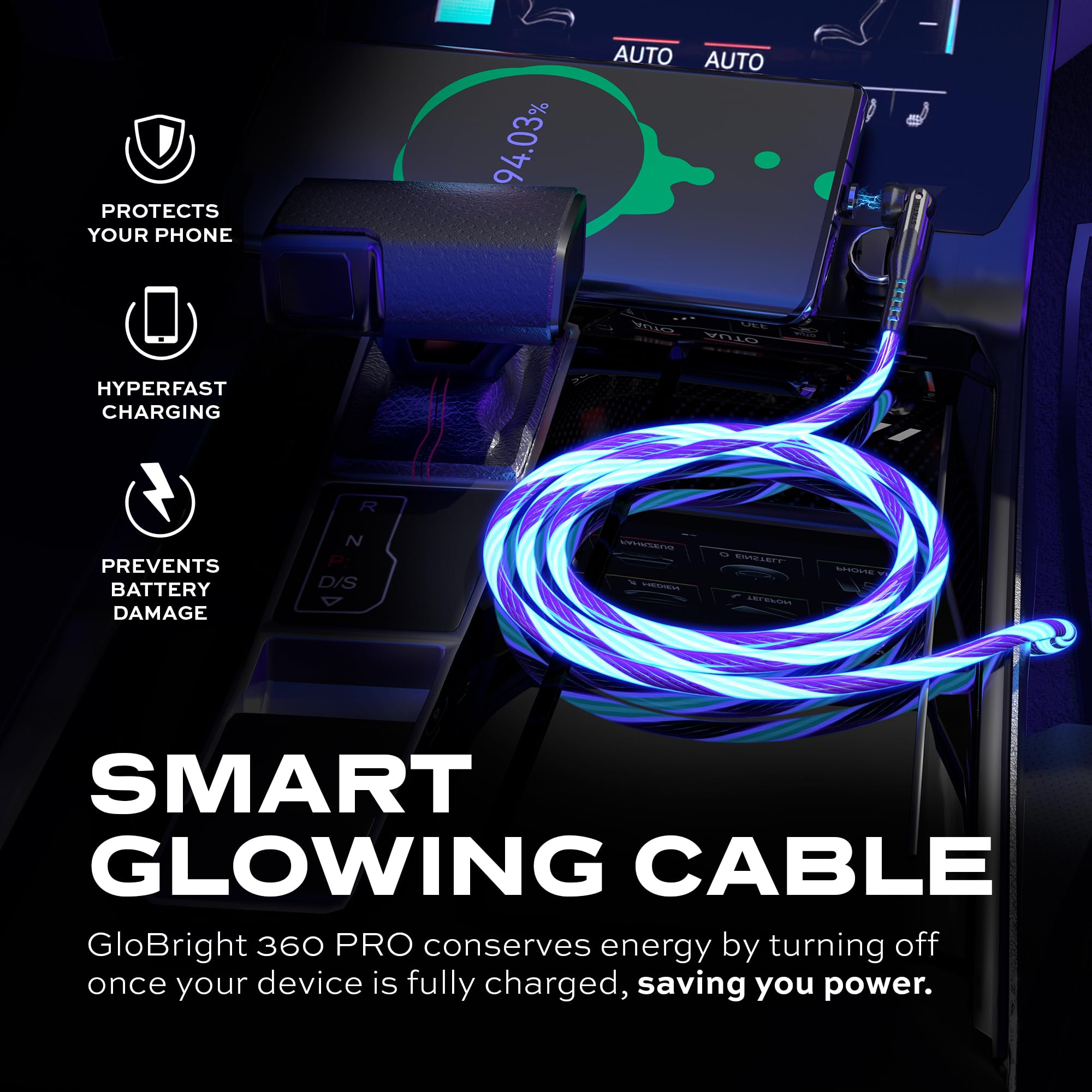 Statik 360 Pro Magnetic Charging Cable - 100W Fast Charging USB C Cable with LED Indicator | Compatible with iPhone, Samsung, MacBook, iPad | 6FT Durable Magnetic Charger for Home, Office & Travel