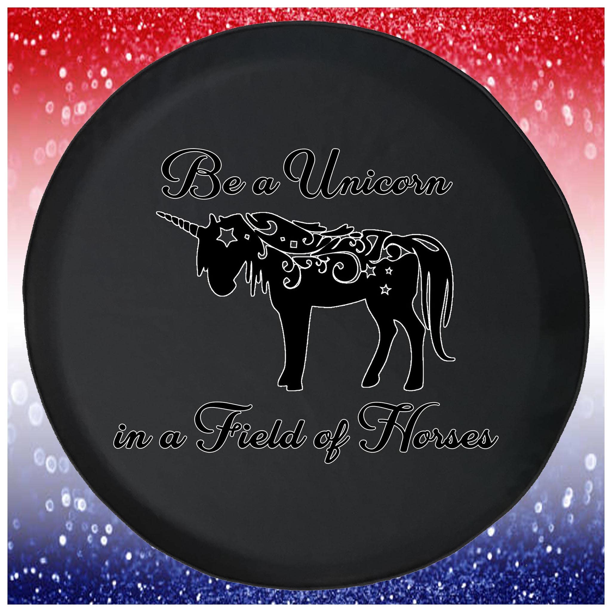 Black 31 Inch Spare Tire Cover for Trailers, Trucks, SUVs & RV Campers - Unique Unicorn Design | Durable Accessory for Off-Road Adventures & Camping Trips