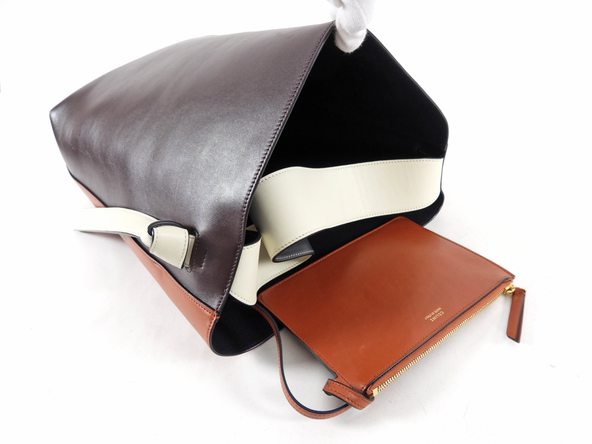 Celine Small Twist Tote Bag in Brick & Burgundy - Luxury Leather Handbag for Women, Perfect for Work, Travel & Everyday Use