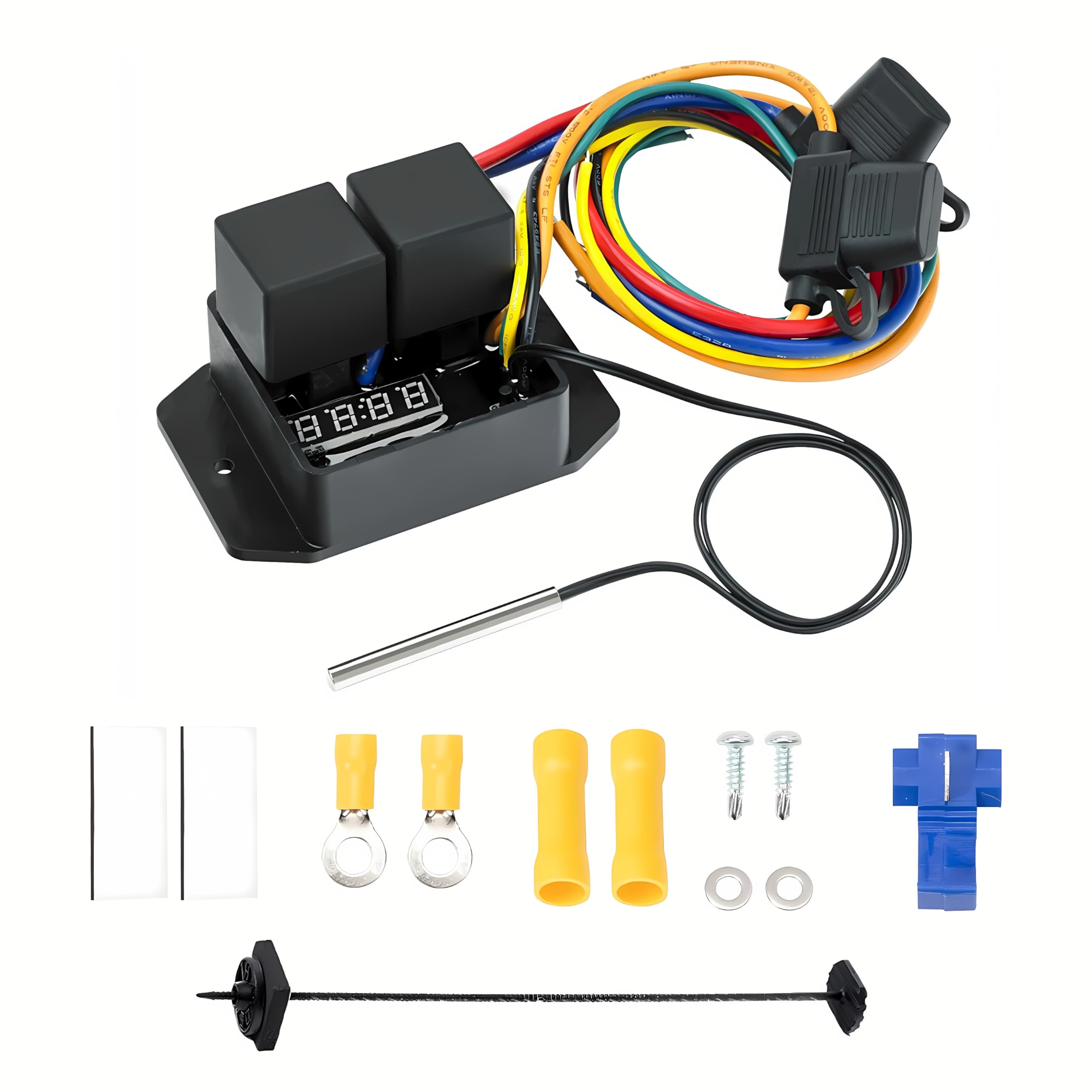Digital Thermatic Fan Switch Kit #0444 - 12V & 24V Adjustable Temperature Control for Electric Cooling Fans | Perfect for Car, Truck & RV Cooling Systems