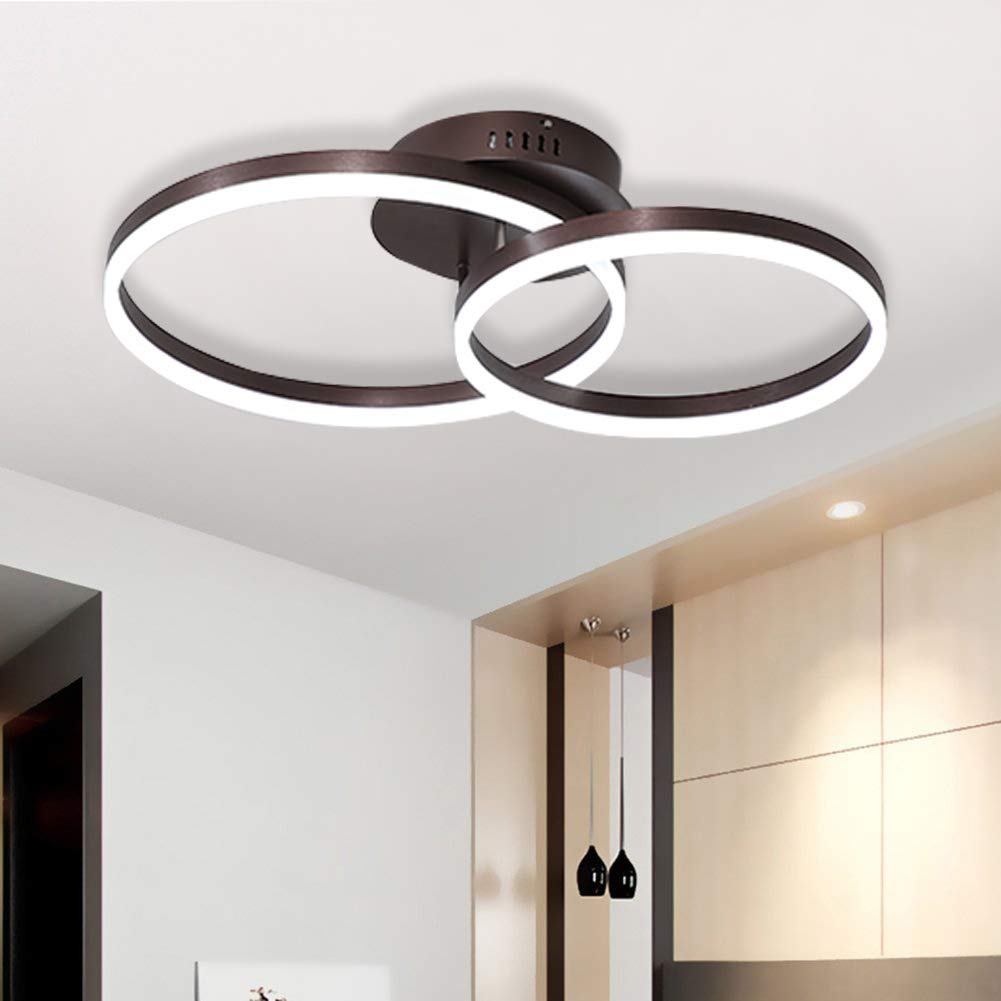 Jaycomey 44W Modern LED Chandelier Flush Mount Ceiling Light - 6000K Daylight White, 2-Ring Acrylic Design for Bedroom, Living Room & Dining Room - Energy Efficient Home Lighting Fixture for Modern Interior Decor