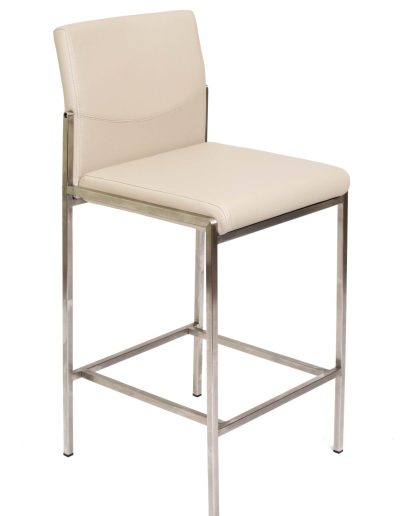 Amelie Modern Upholstered Stool in Taupe - Compact Accent Seating for Living Room, Bedroom, or Entryway - Soft Fabric Stool with Sturdy Wooden Legs