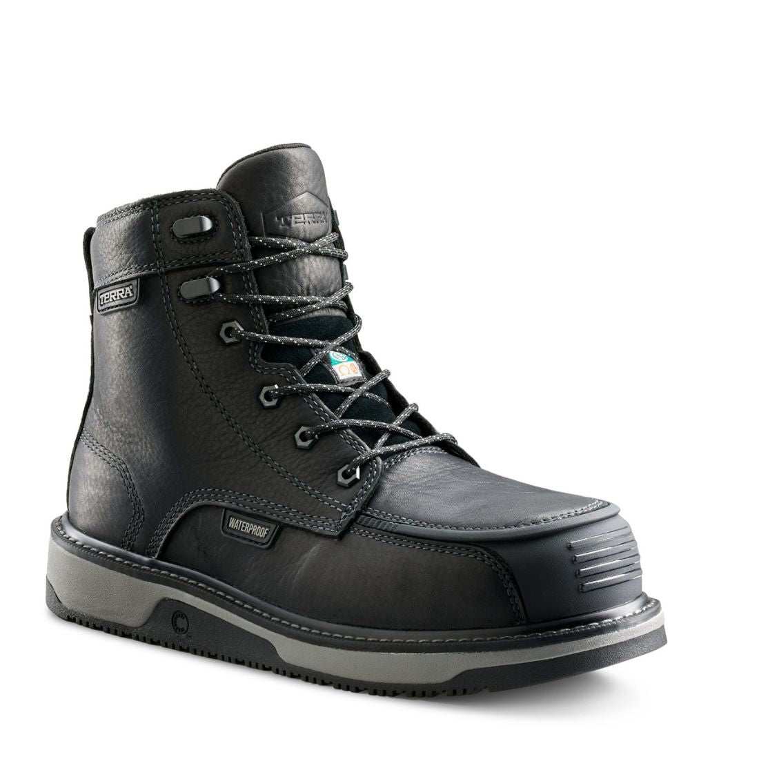 Terra Ironstone Men's 6-Inch Waterproof Composite Toe Work Boot 839GBK - Black | Heavy Duty Safety Shoes for Construction, Oil Rig & Outdoor Work
