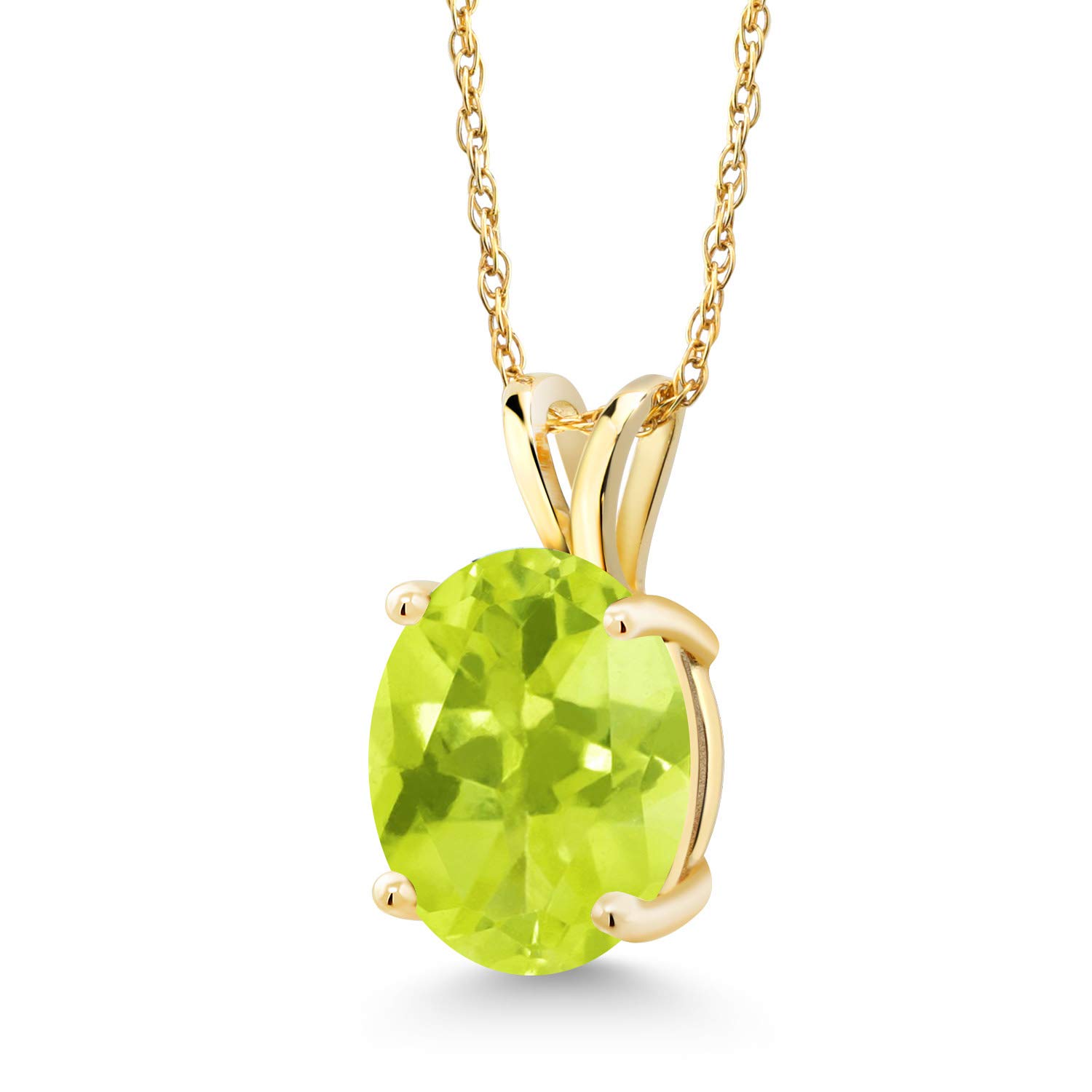 14K Yellow Gold 10X8MM Oval Birthstone Pendant Necklace for Women - Genuine Gemstone Jewelry with 18 Inch Chain | Elegant Gift for Mom, Wife, Her | Perfect for Birthdays, Anniversaries & Special Occasions