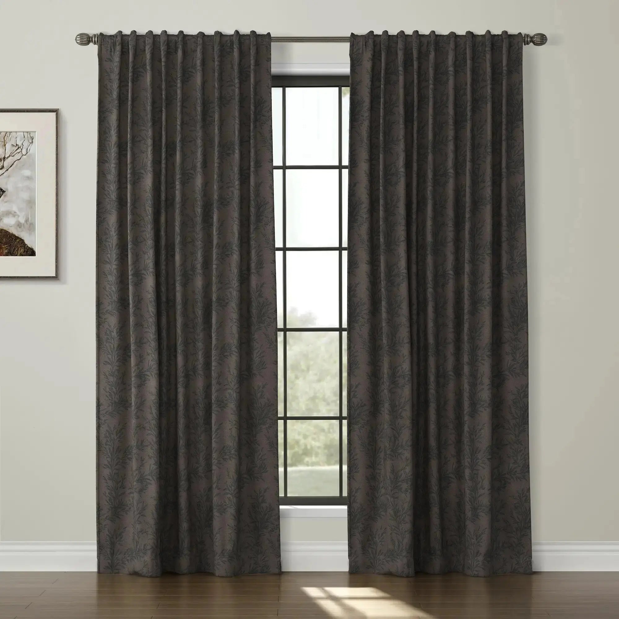 Sara Le Print Linen Drapery Soft Top - Lightweight Linen Curtains for Living Room & Bedroom - Elegant Window Treatment for Home Decor