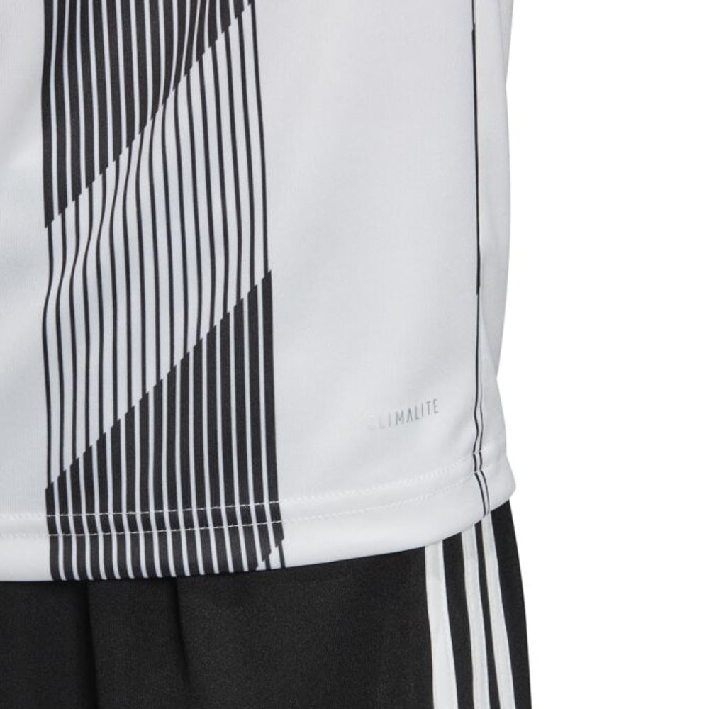 Adidas Youth Striped Soccer Jersey 19 - White & Black - Breathable Performance Shirt for Kids & Teens - Perfect for Training, Matches & Fan Wear
