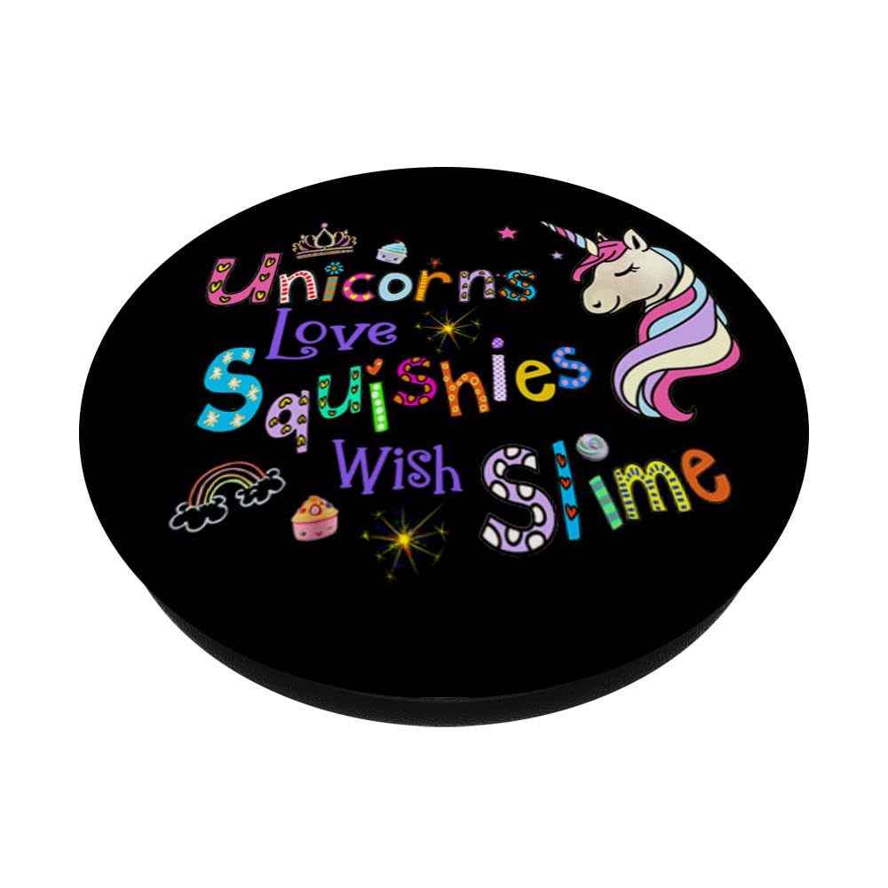 Rainbow Unicorn Squishies & Slime for Girls - Black PopGrip for Phones & Cases