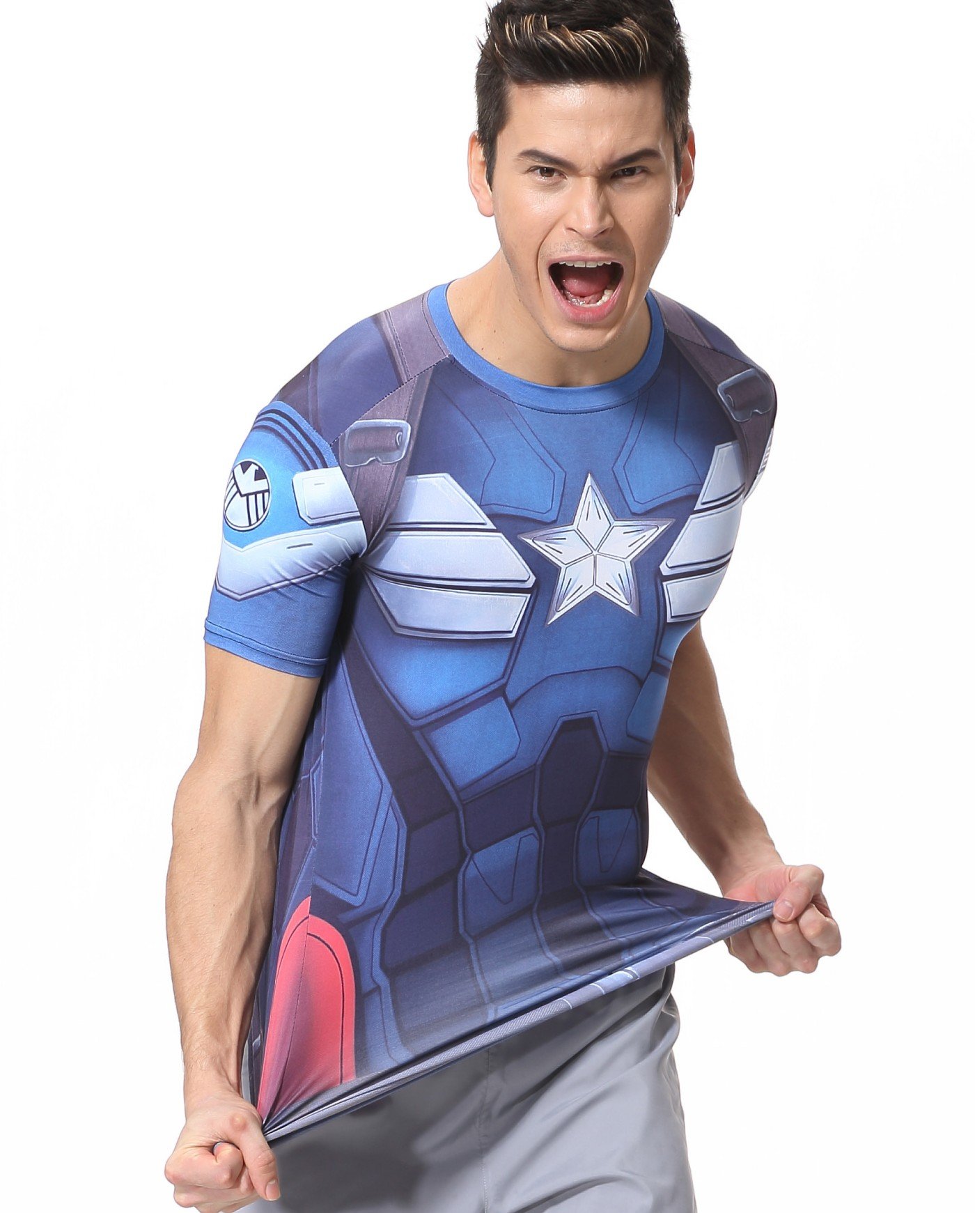 Men's Compression Fitness Shirt - Moisture Wicking Superhero Graphic Workout T-Shirt for Running & Gym Training - Ideal for Sports, Jogging and Active Lifestyle