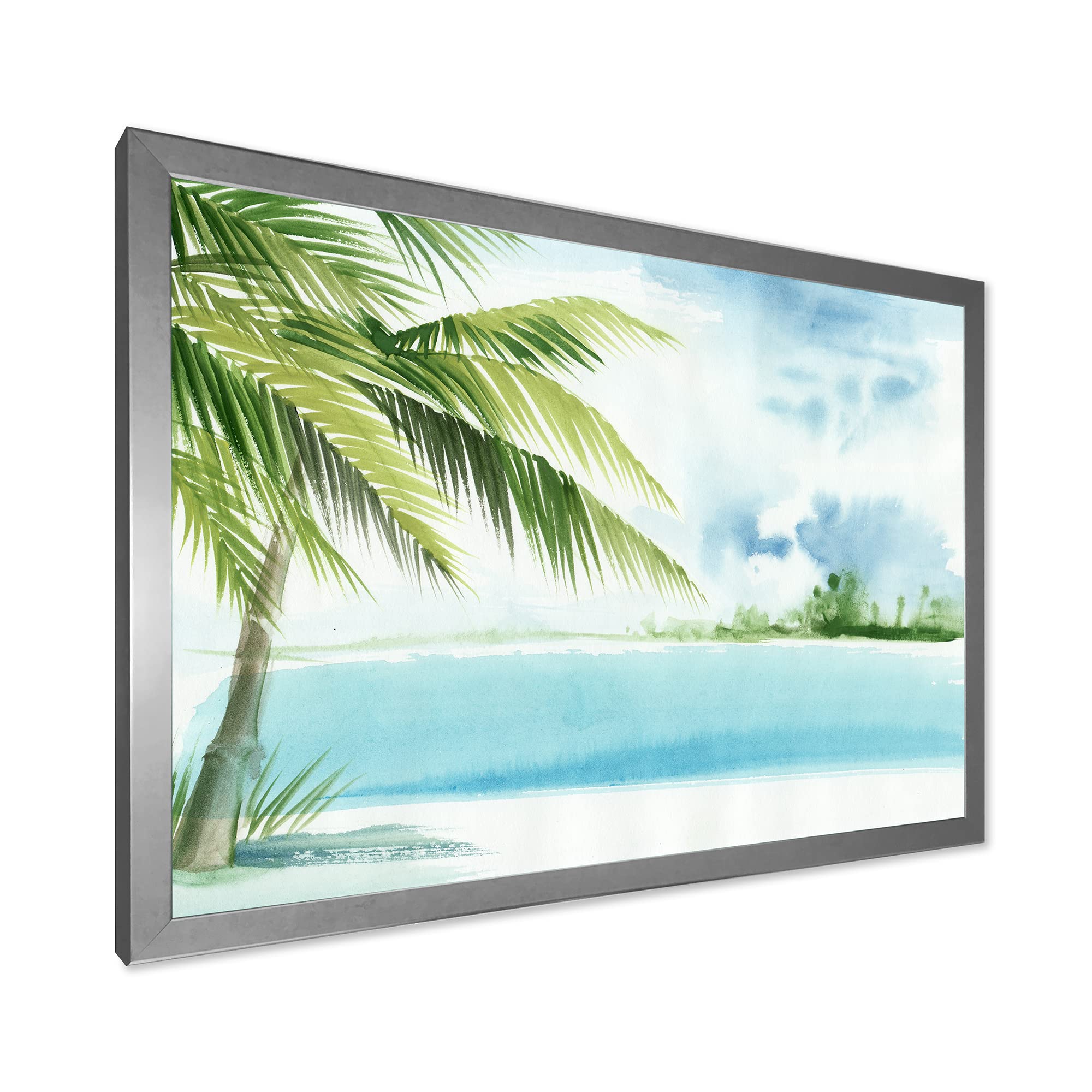 Palm Beach Resort At Dawn Framed Wall Art - Coastal & Nautical Decor for Living Room, Bedroom, or Beach House
