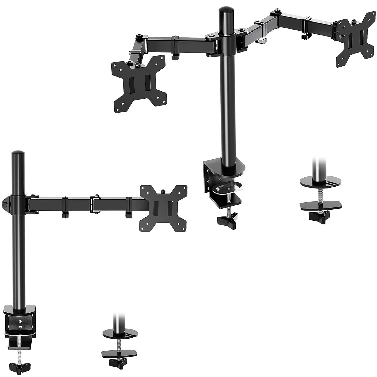 MOUNTUP Single & Dual Monitor Desk Mount Stand Bundle - Adjustable VESA Mount for Home Office & Gaming Setup