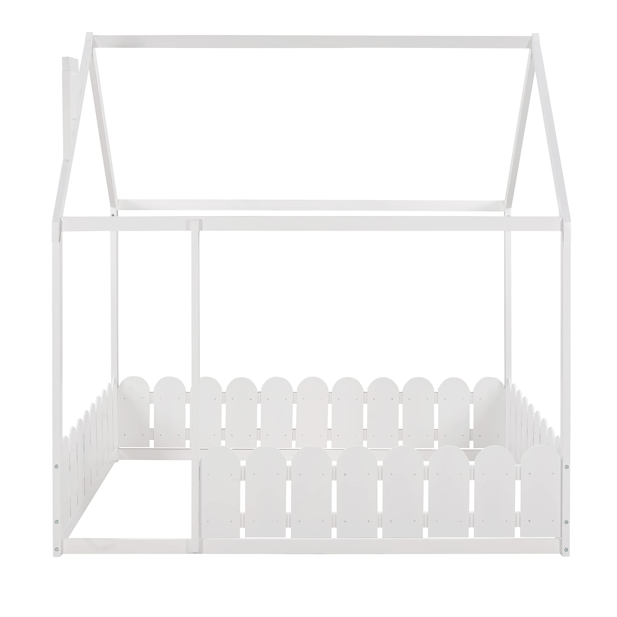 **Solid Wood Full House Bed for Kids & Toddlers - Durable Children's Bed Frame with High Weight Capacity (White) - Perfect for Nursery, Bedroom, or Playroom Decor**