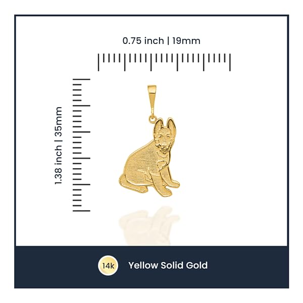 14K Solid Yellow Gold German Shepherd Necklace Pendant - Handmade Dog Lover Jewelry for Women - Perfect Gift for Pet Owners & Animal Lovers