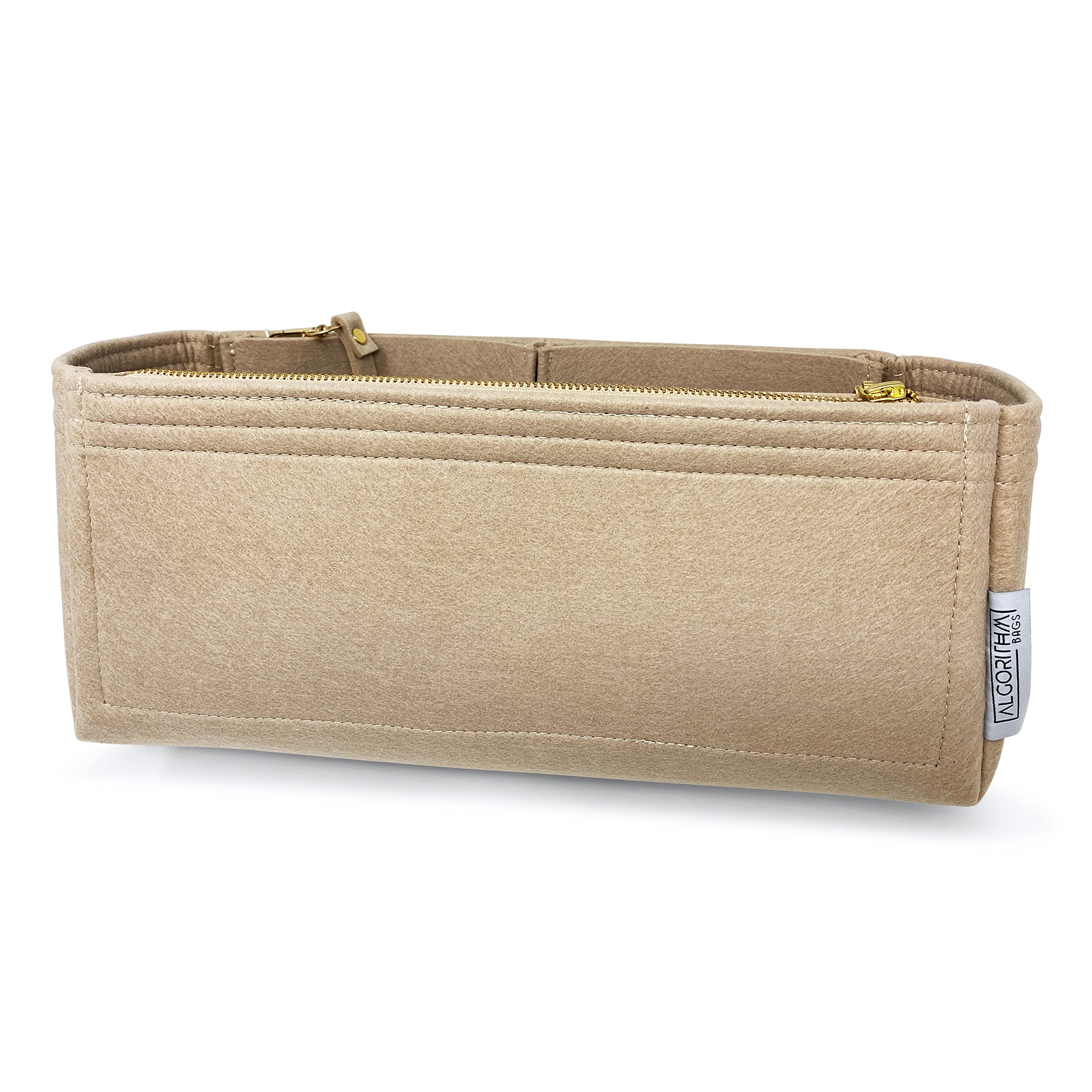 LV Graceful MM Purse Organizer Insert with Zippers - 3mm Felt Shaper Liner & Divider Protector (Tan) | Perfect for Louis Vuitton Handbags | Keep Essentials Organized On-the-Go