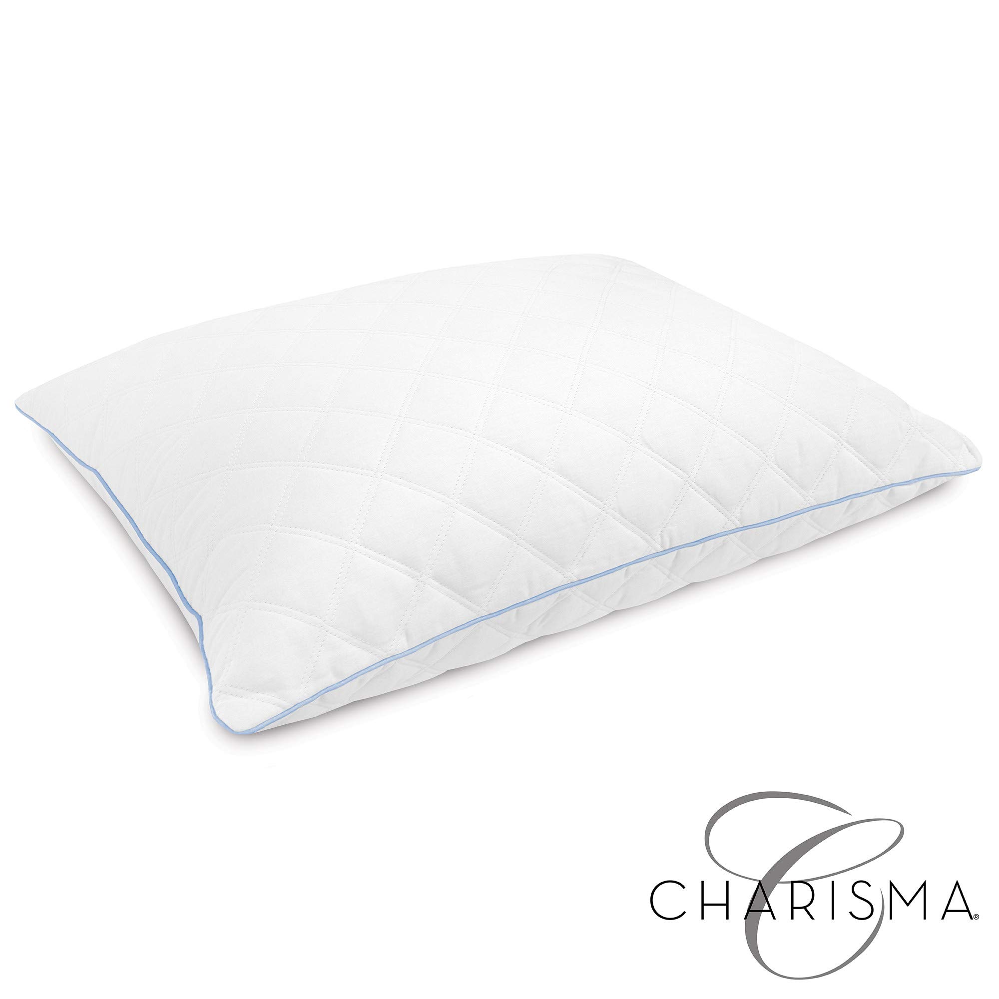 Charisma Gel Hybrid Bed Pillows - 2 Pack Cooling Memory Foam Pillows for Side, Back & Stomach Sleepers - Breathable & Supportive White Pillows for Better Sleep