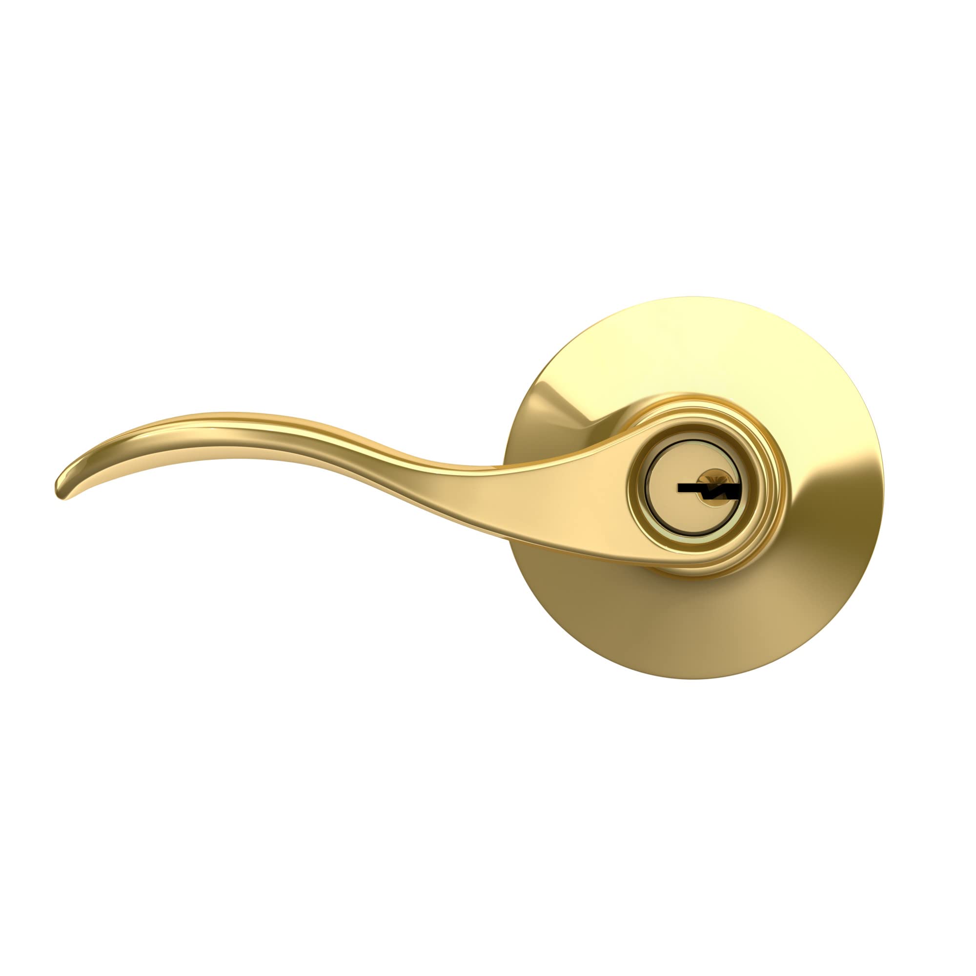 Schlage F51A ACC 505 Keyed Entry Door Lever Lock in Bright Brass - Secure & Stylish Entry Door Handle for Homes, Offices & Apartments