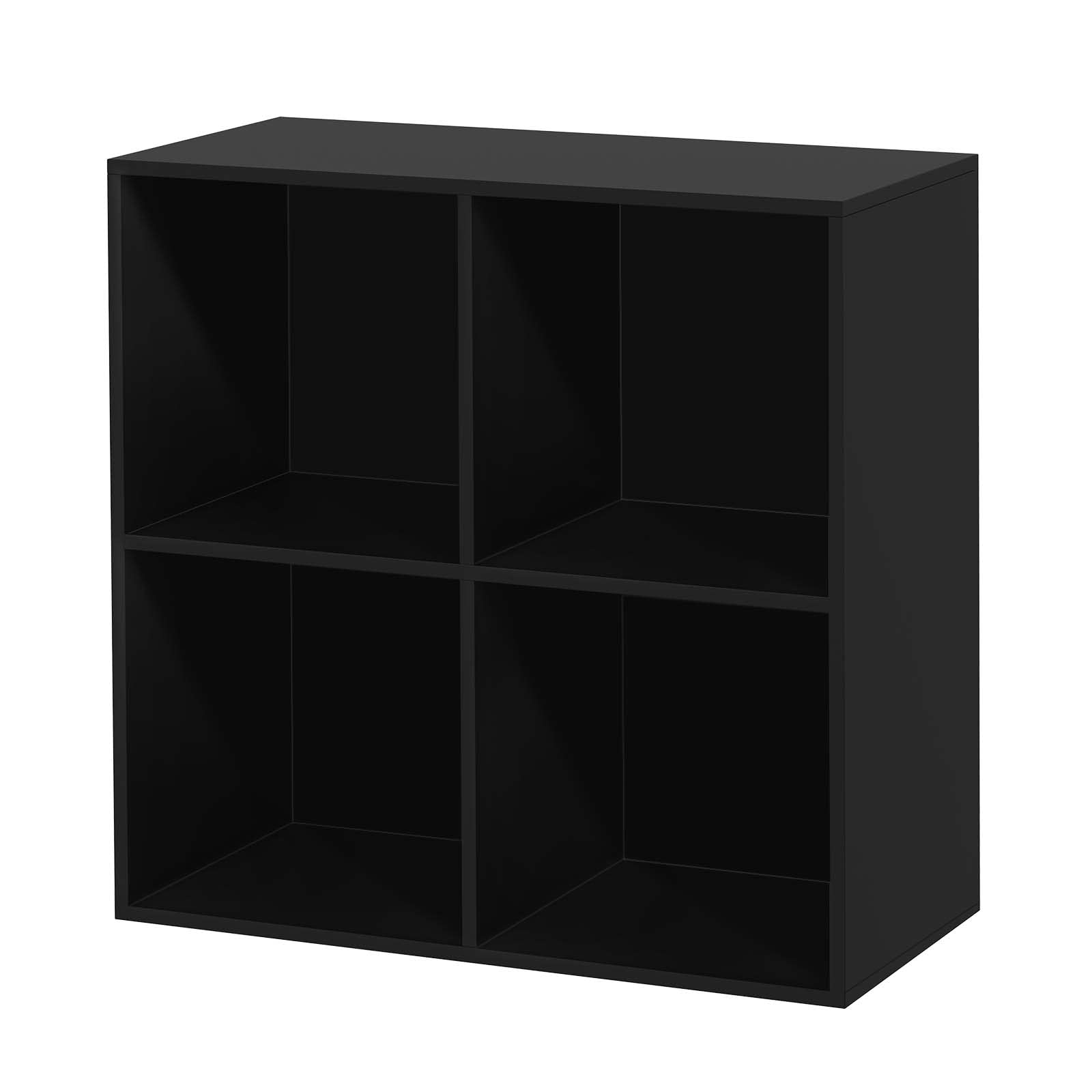 CREATIVELAND 4-Cube Storage Organizer - Black Wooden Bookshelf & Closet Unit - Easy Assembly Display Rack for Home Office, Bedroom, Living Room - Modern Shelving Furniture for Organizing Books, Toys & Decor
