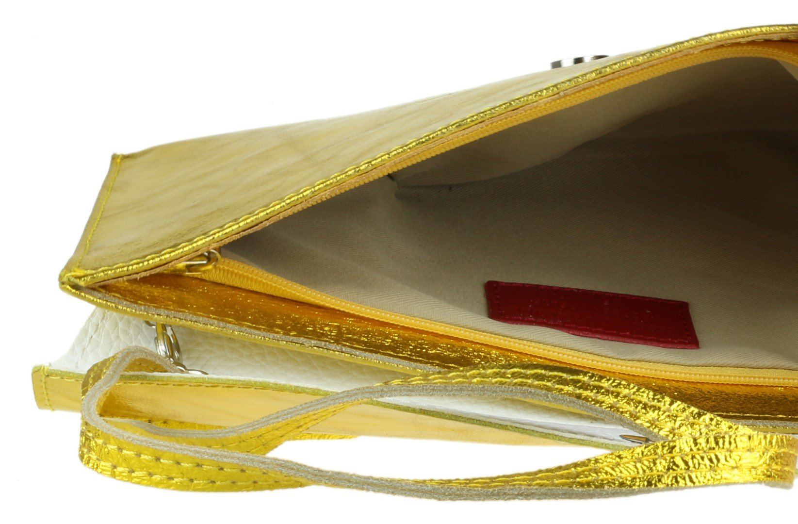Stylish Italian Leather Metallic Shimmer Envelope Clutch Bag for Women - Perfect for Evening Parties, Weddings & Special Occasions