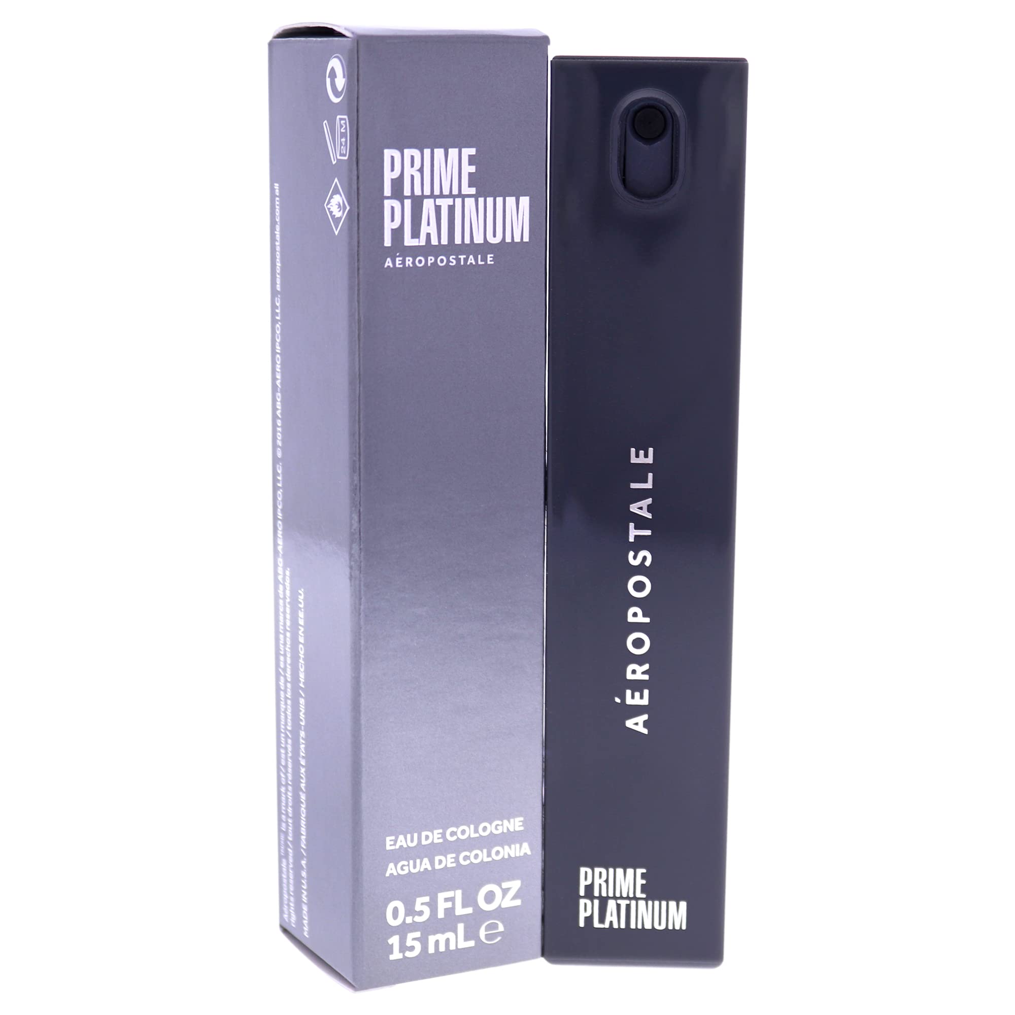 Aeropostale Prime Platinum EDC Spray for Men - 0.5 oz Mini Cologne | Fresh & Masculine Scent for Everyday Wear, Date Night & Gifts
