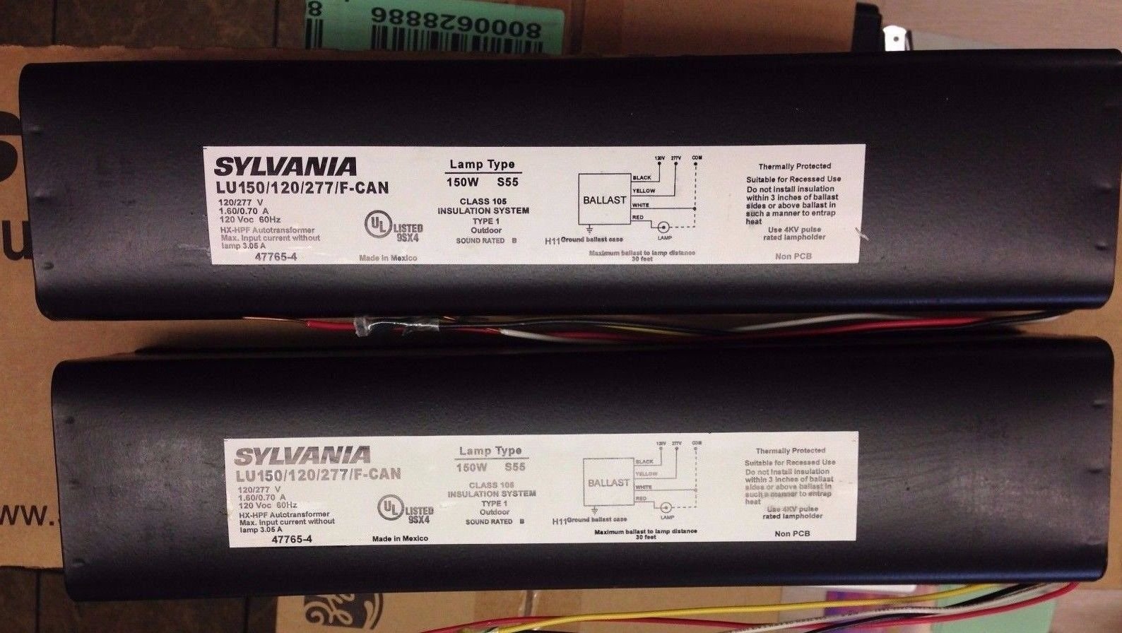 2-Piece Sylvania 47765 LU150/120/277/F-CAN High Pressure Sodium Ballast - Compatible with HPS Lamps for Outdoor Lighting, Warehouse, and Industrial Applications