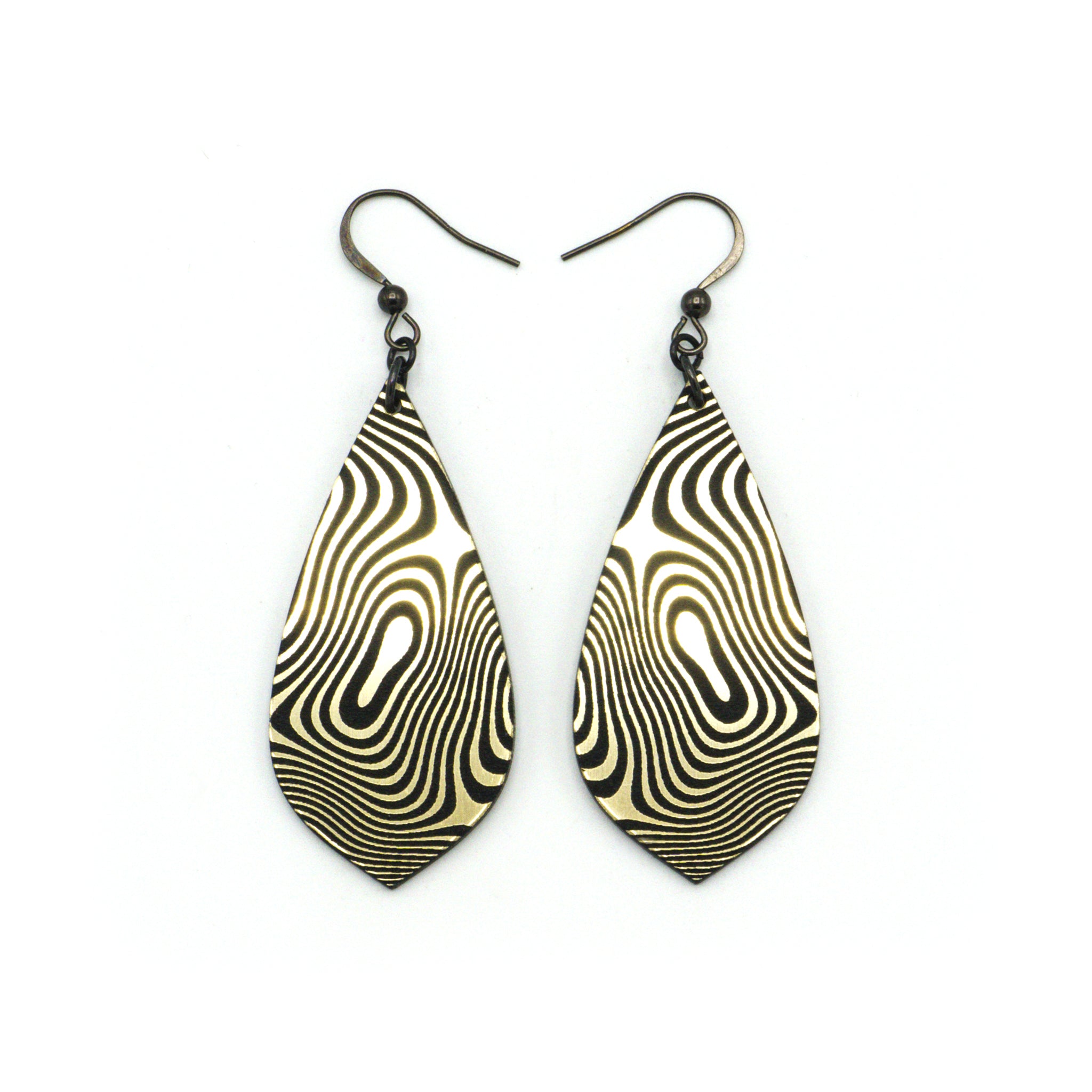 Gem Point [41] Acrylic Earrings - Brushed Gold & Black | Stylish Dangle Earrings for Women, Perfect for Parties, Weddings & Everyday Wear