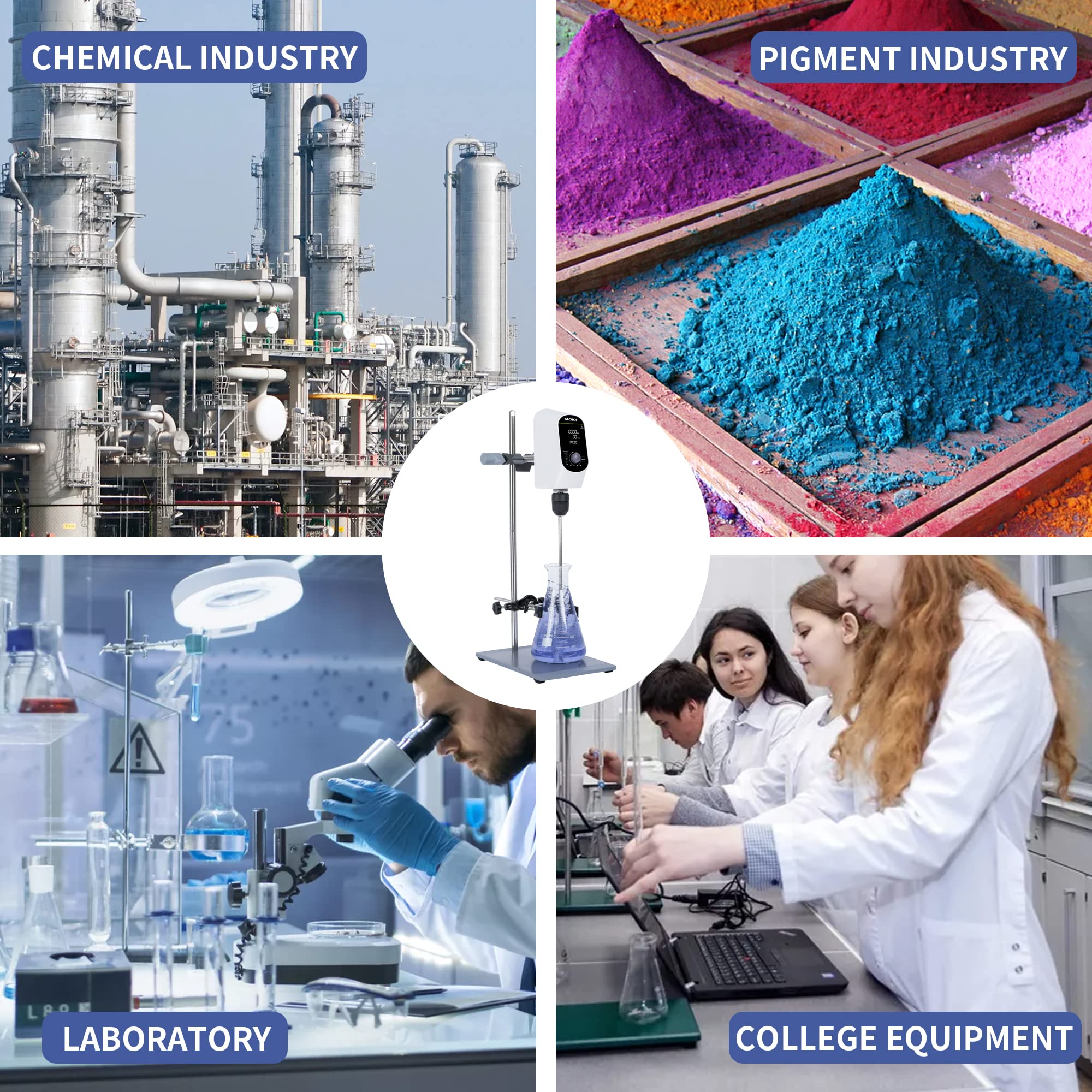 **Digital Overhead Stirrer Mixer 100-2000 RPM, 20L Max Capacity, 10000mPas Viscosity, LCD Display - Powerful Lab Mixer with Stirring Rod & Stand for Chemical, Food, and Cosmetic Blending**    *(Perfect for Laboratory Experiments, Food Preparation, and Industrial Mixing Applications)*