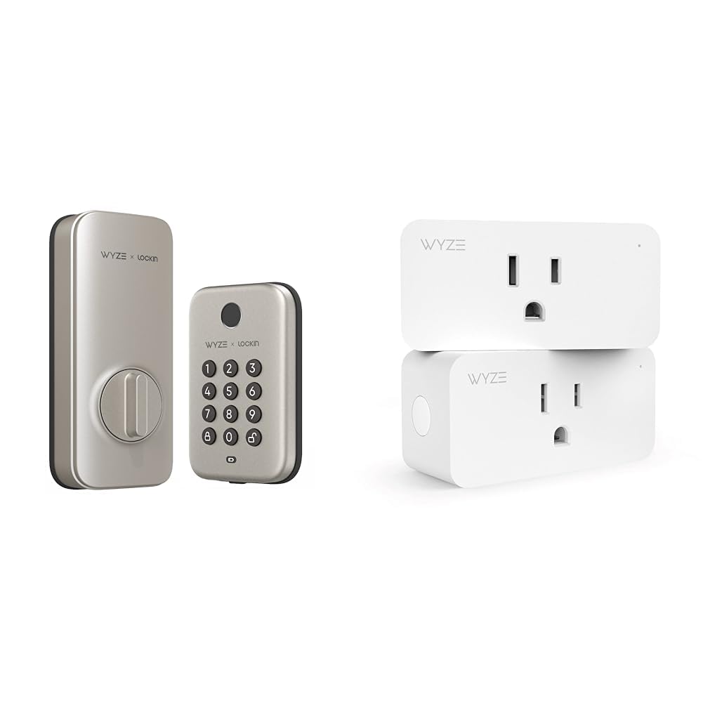 Wyze Bluetooth Fingerprint Deadbolt Lock with Keypad - IPX5 Weatherproof Smart Lock, Auto-Lock & Scheduling, Satin Nickel Finish - Works with Alexa, Google Assistant & IFTTT | Secure Your Home, Office or Vacation Rental