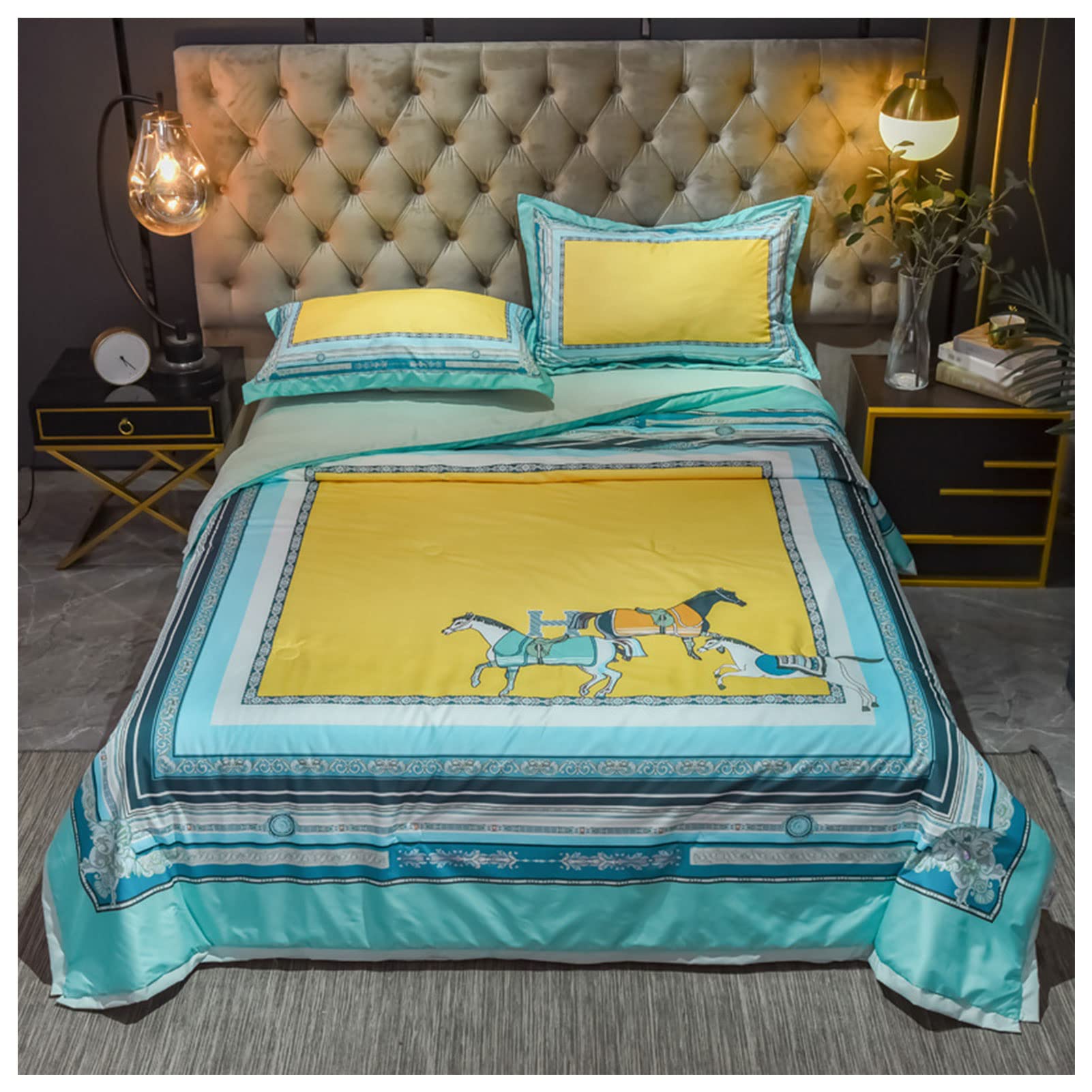 Breathable Tencel Summer Quilt Set - 4 Piece Lightweight Air Conditioning Blanket | Washable Silk-Like Cooling Comforter for Hot Sleepers | Perfect for Bedroom, Guest Room & Summer Nights