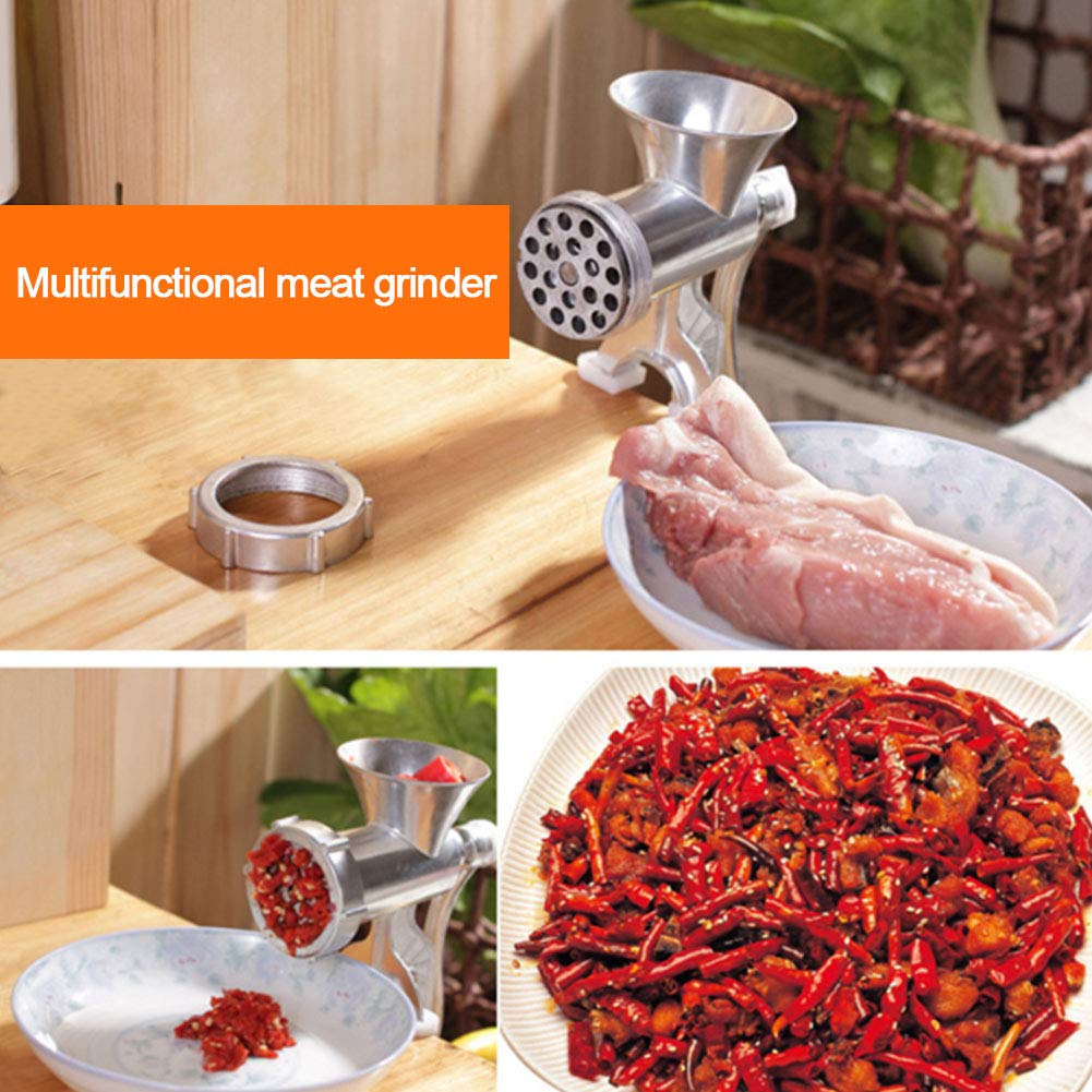 Premium Manual Meat Grinder - Heavy Duty Aluminum Alloy Hand Crank Sausage Stuffer & Beef Mincer - Perfect for Home Kitchen, Camping, and Sausage Making Accessories