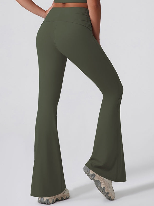ZASUWA High Waisted Yoga Leggings for Women - Tummy Control Workout Pants with Twist Flare Design - Perfect for Gym, Running, and Casual Wear