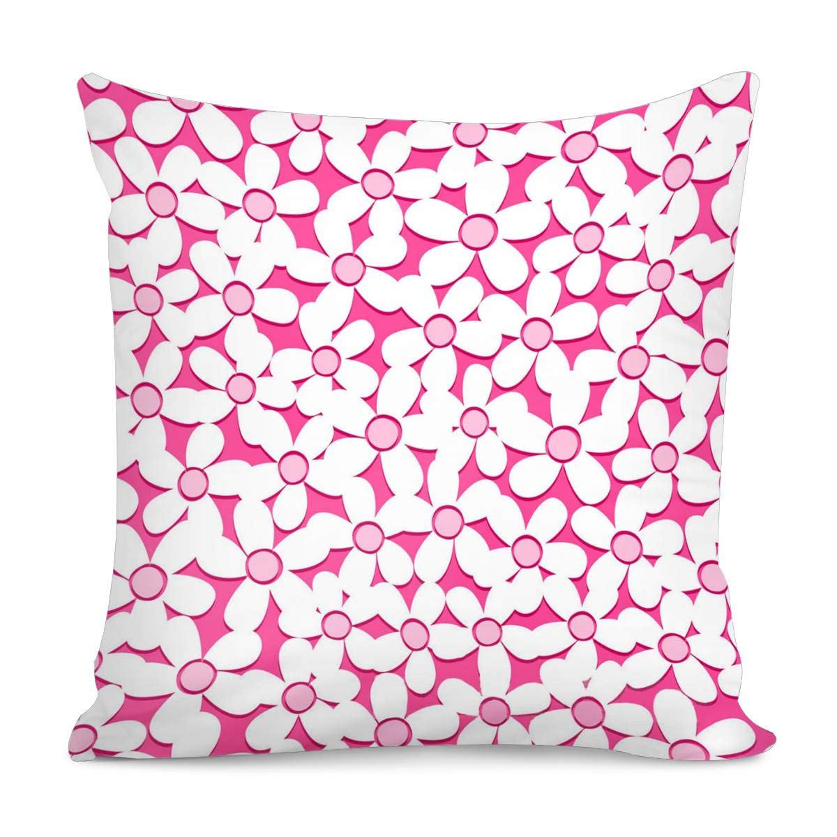 Pink Daisy Pillow Covers - Square Decorative Cushion for Sofa & Bed Decor