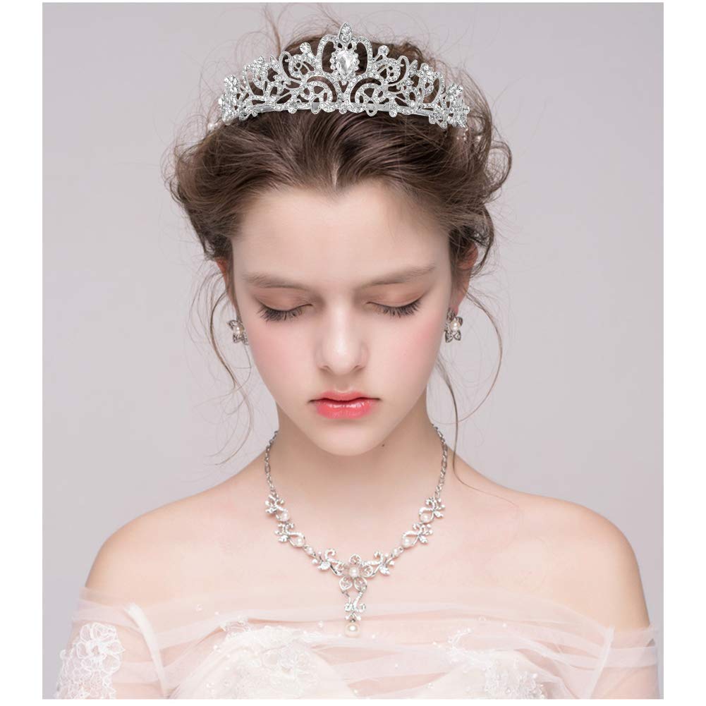 Elegant Silver Crystal Tiara & Birthday Queen Sash Kit for Women - Glitter Princess Crown with Combs for Birthday Parties, Weddings & Special Events | Perfect for Women & Girls Celebrations