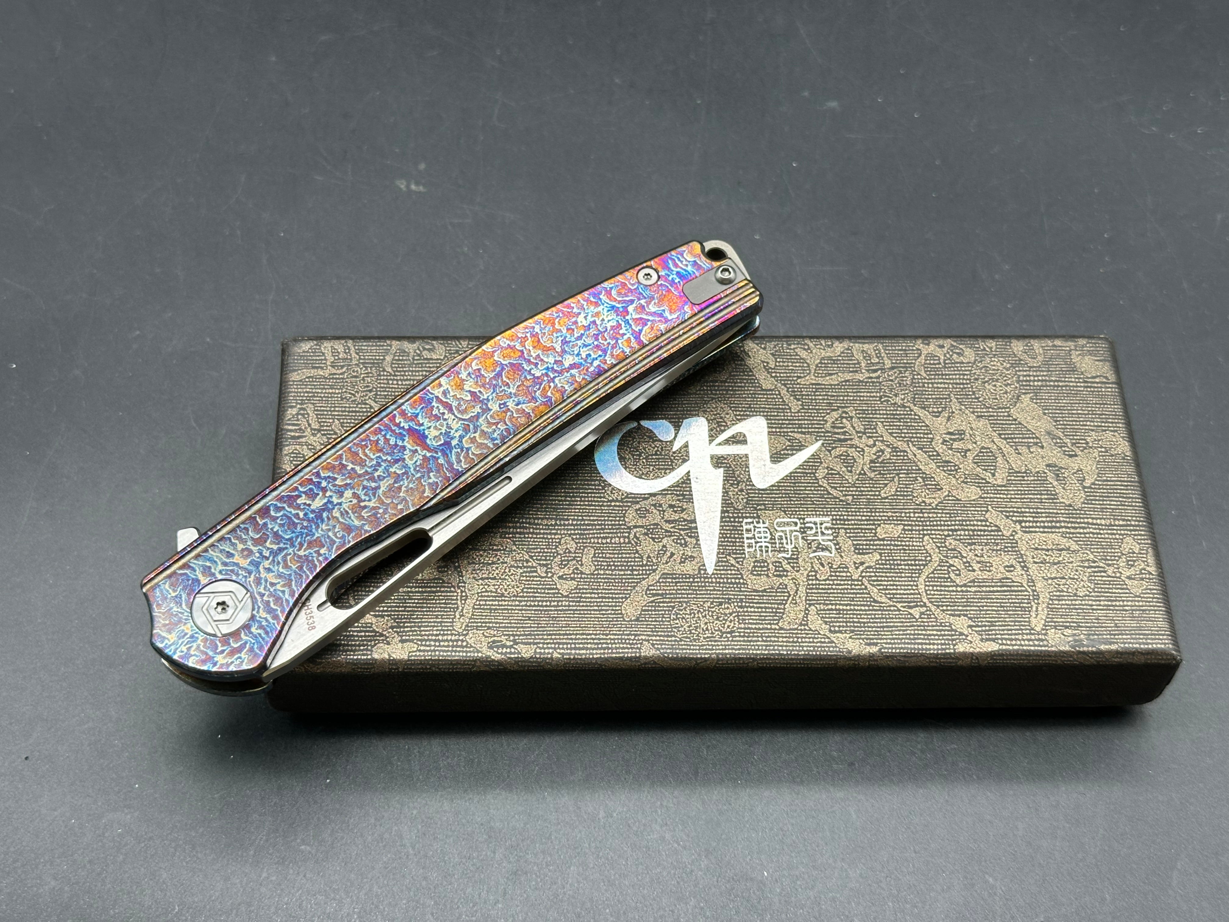 Premium CH 3538 Titanium Handle with S35VN Blade - High-Performance Folding Knife for Outdoor Adventures, Camping & EDC